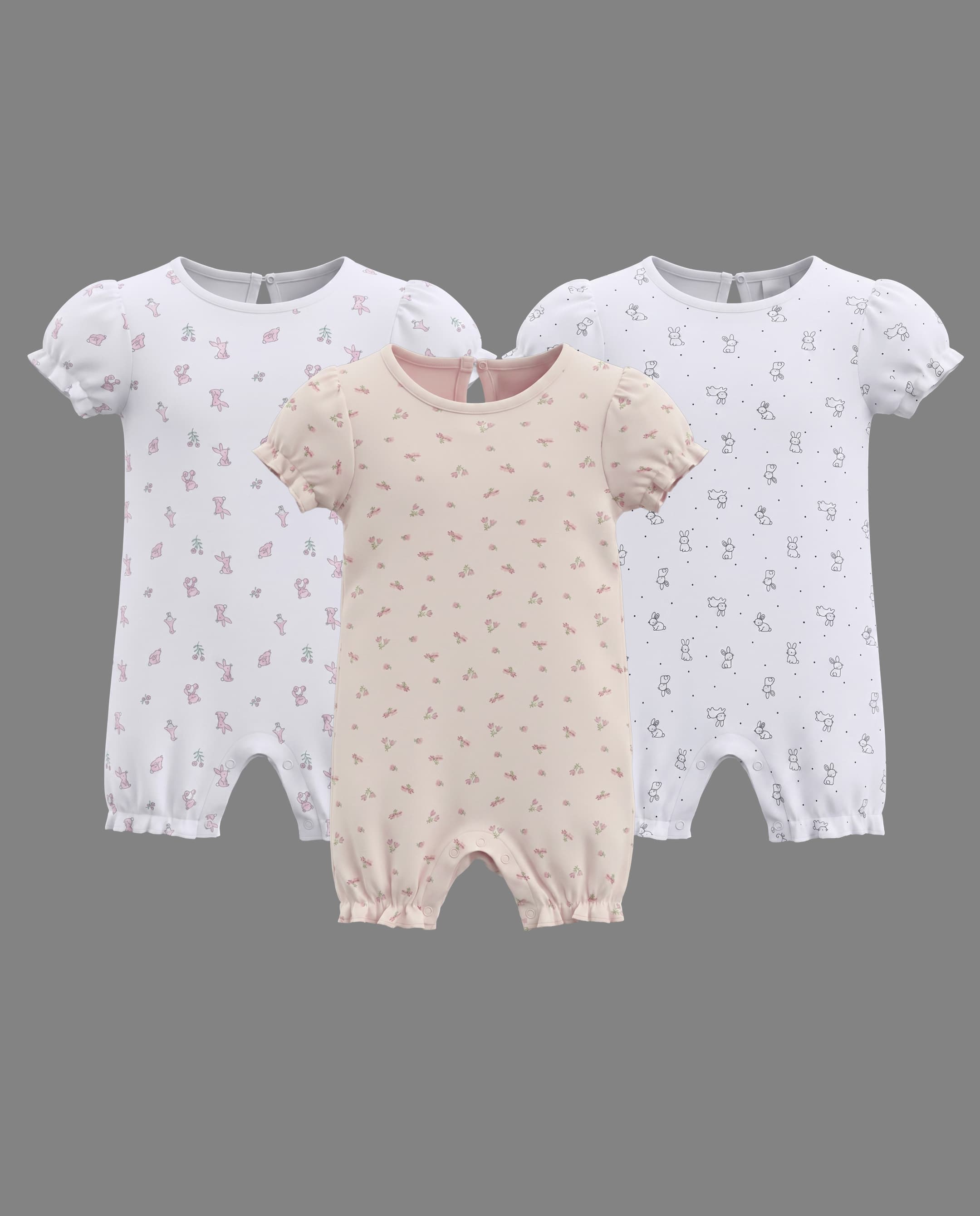 3 Pk Short Sleeves Romper