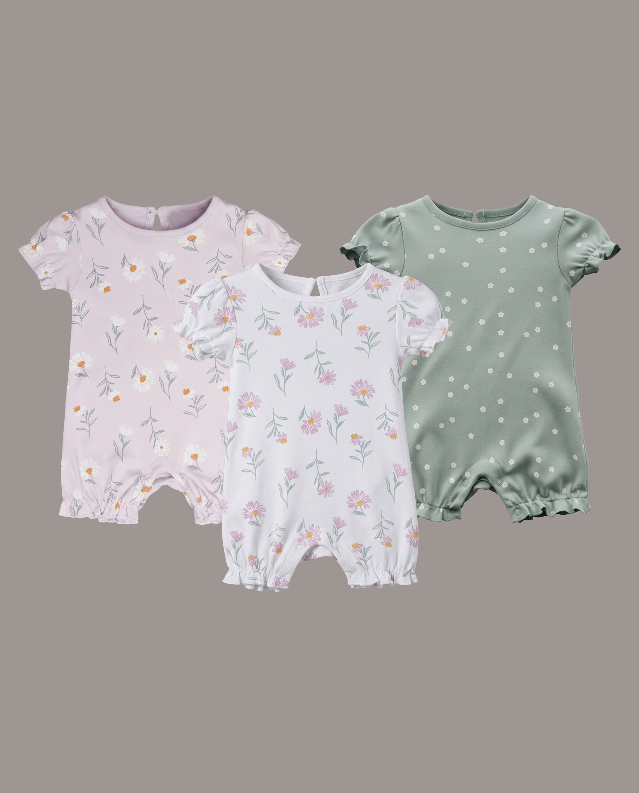 3 Pk Short Sleeves Romper