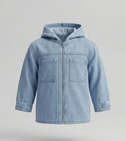 Pocket Front Hooded Denim Jacket