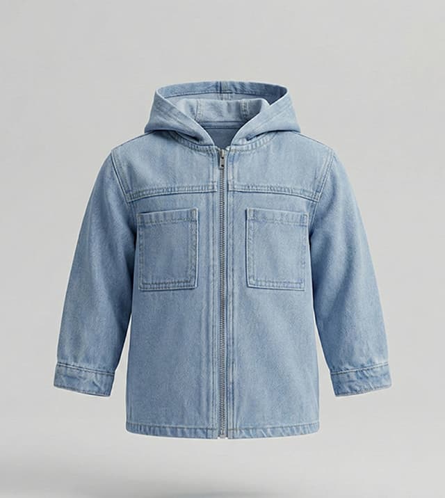 Pocket Front Hooded Denim Jacket thumbnail 1