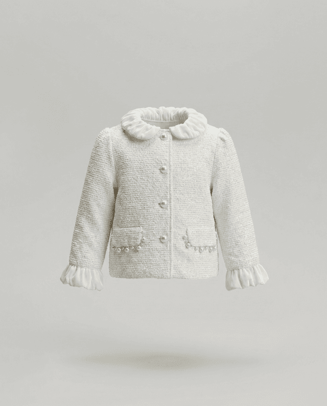Babies and More Long Sleeves Collar Coat - Off White thumbnail 1