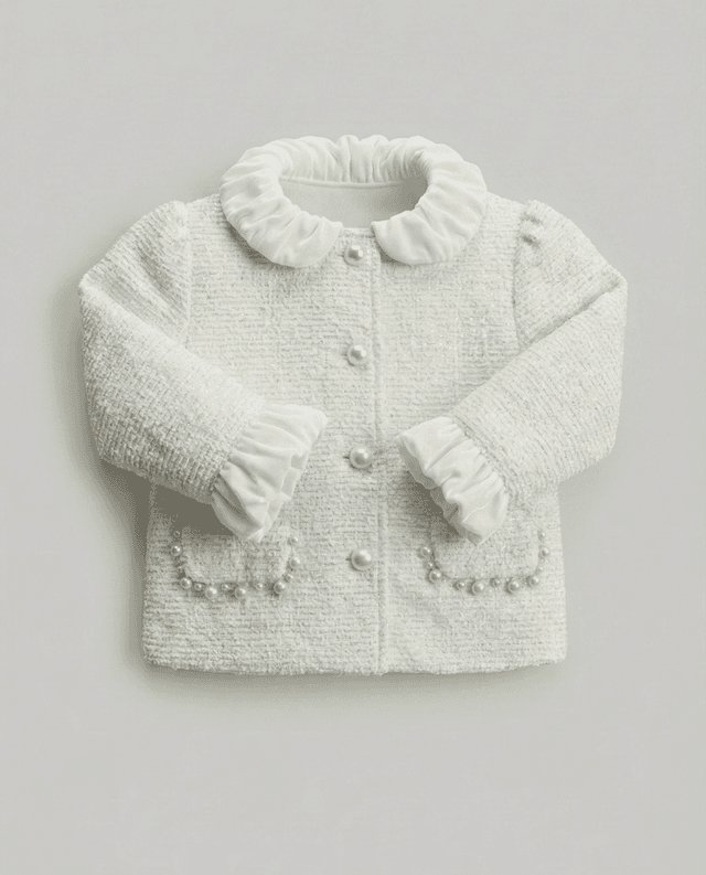 Babies and More Long Sleeves Collar Coat - Off White thumbnail 4