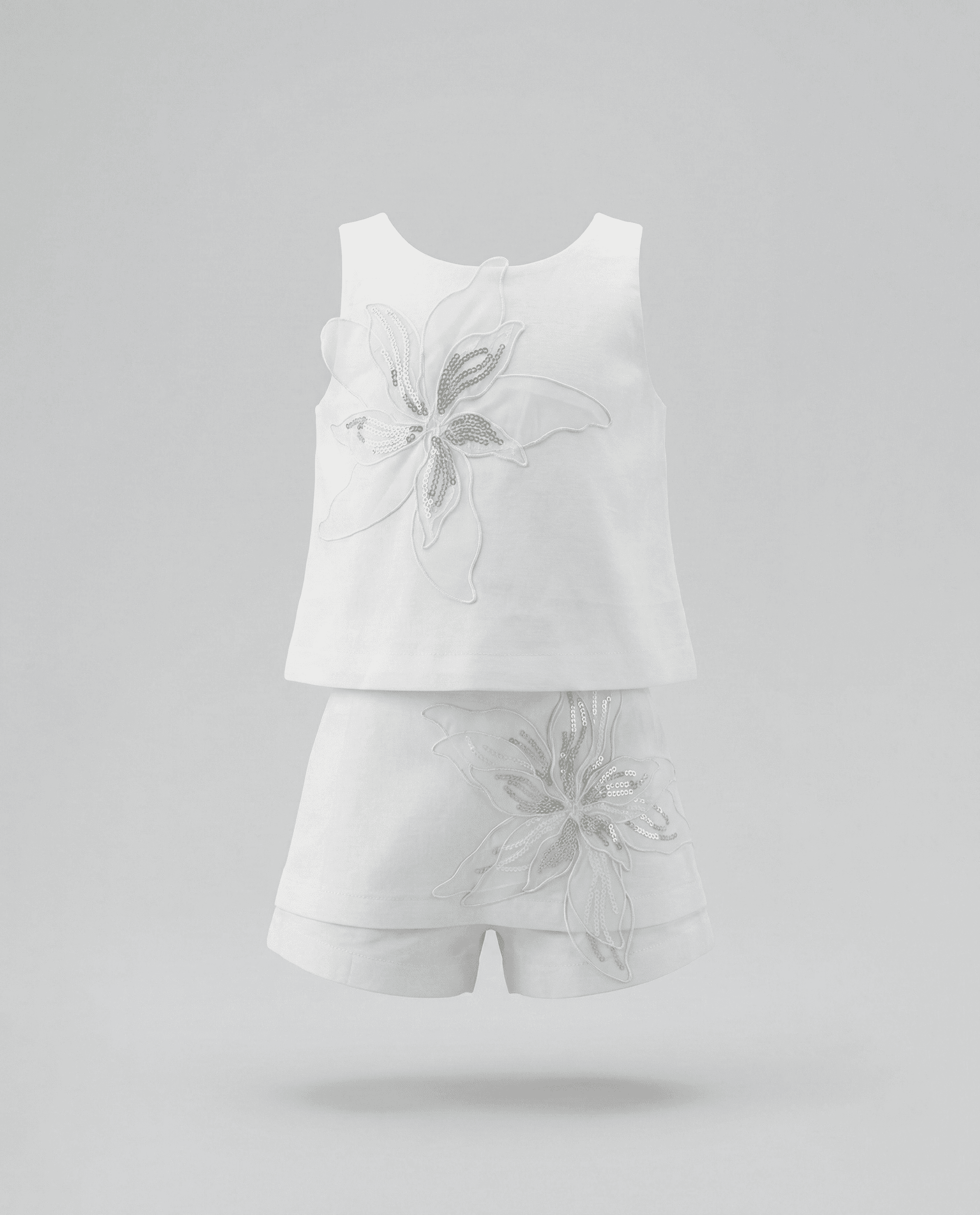 Babies and More Sleeveless Co-Ord Short Set - Off White