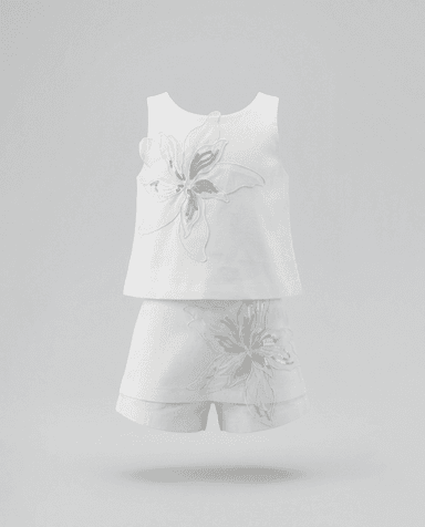 Babies and More Sleeveless Co-Ord Short Set - Off White thumbnail 1