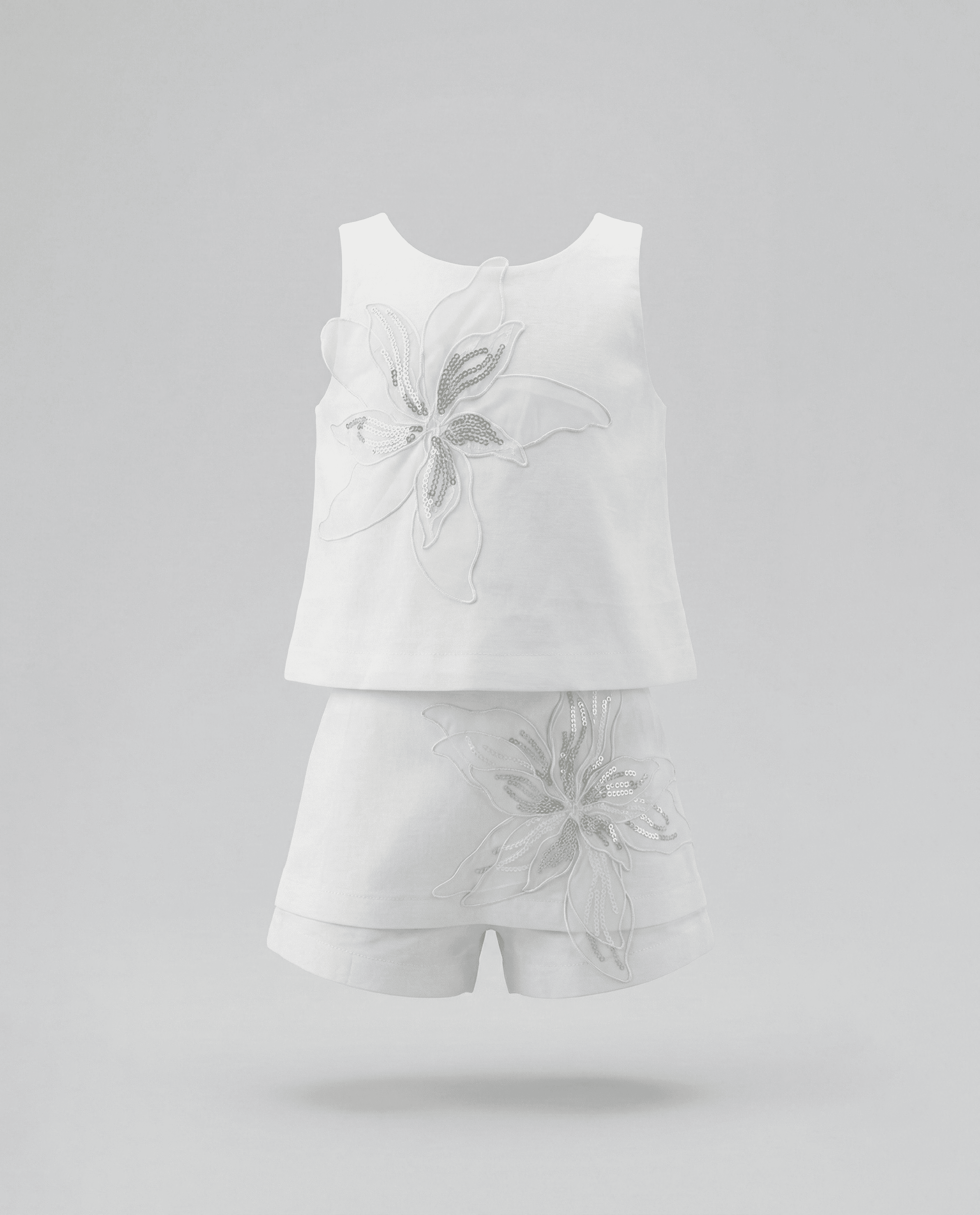 Babies and More Sleeveless Co-Ord Short Set - Off White