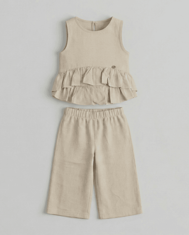 Babies and More Sleeveless Co-Ord Pants Set - Sand thumbnail 5