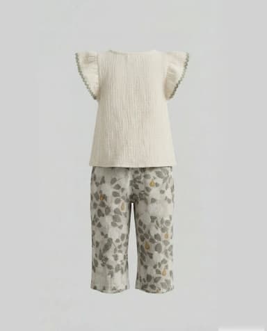 Printed Schiffly Sleeves Clothing Set thumbnail 2