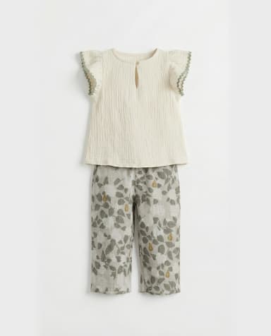 Printed Schiffly Sleeves Clothing Set thumbnail 3