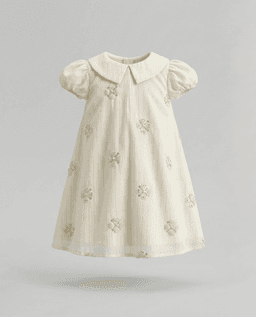 Babies and More Short Sleeves Collar Dress - Cream