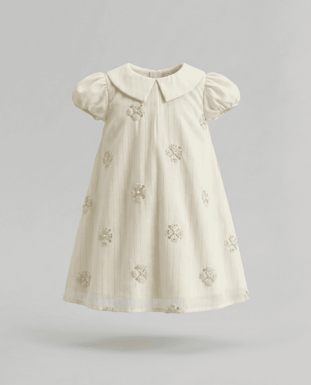 Babies and More Short Sleeves Collar Dress - Cream thumbnail 1