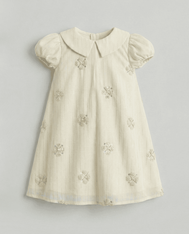 Babies and More Short Sleeves Collar Dress - Cream thumbnail 4