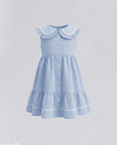 Babies and More Sleeveless Collar Dress - Blue thumbnail 1