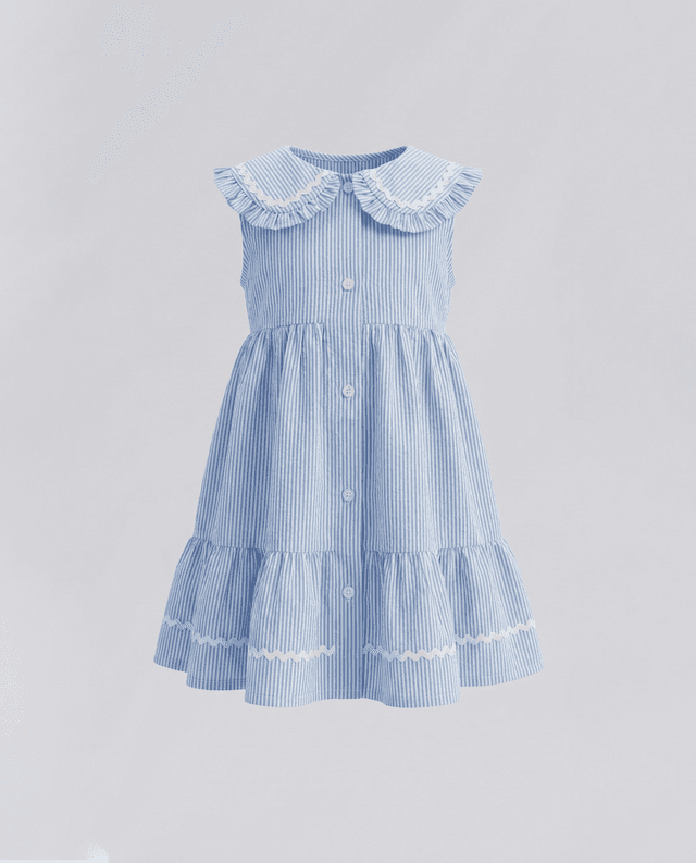 Babies and More Sleeveless Collar Dress - Blue thumbnail 1