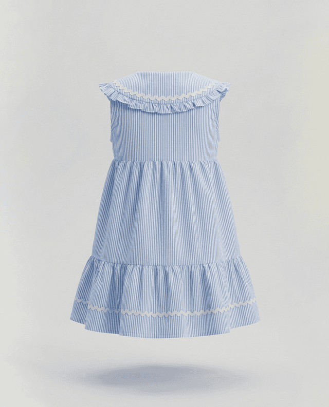 Babies and More Sleeveless Collar Dress - Blue thumbnail 2