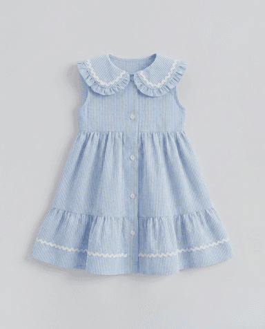 Babies and More Sleeveless Collar Dress - Blue thumbnail 4