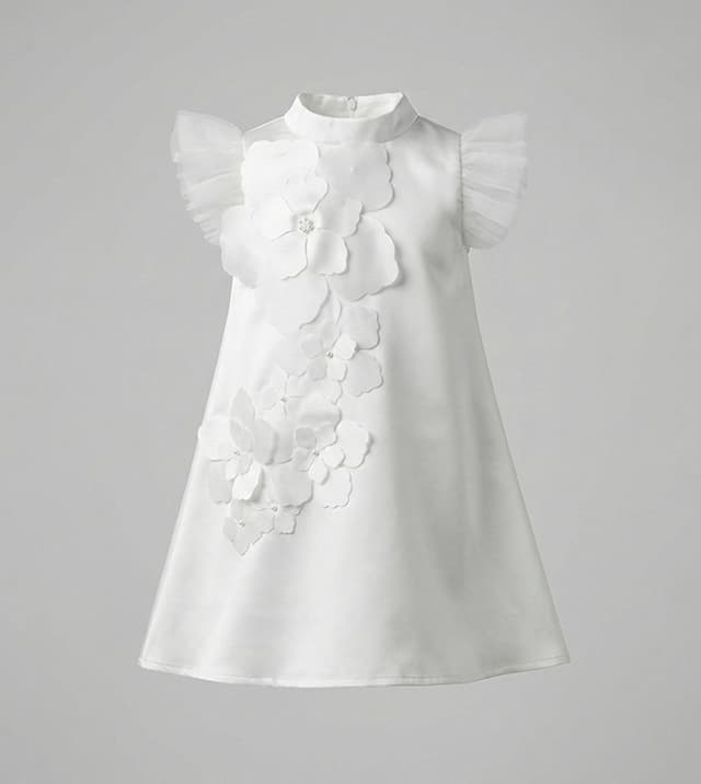 Appliqued Flutter Sleeves A-Line Dress thumbnail 1