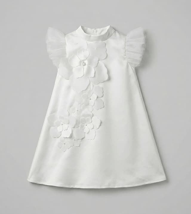 Appliqued Flutter Sleeves A-Line Dress thumbnail 3