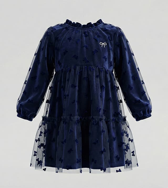 Appliqued Mock Neck Long Sleeves Dress thumbnail 1