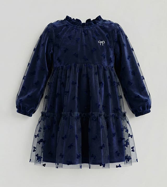 Appliqued Mock Neck Long Sleeves Dress thumbnail 3