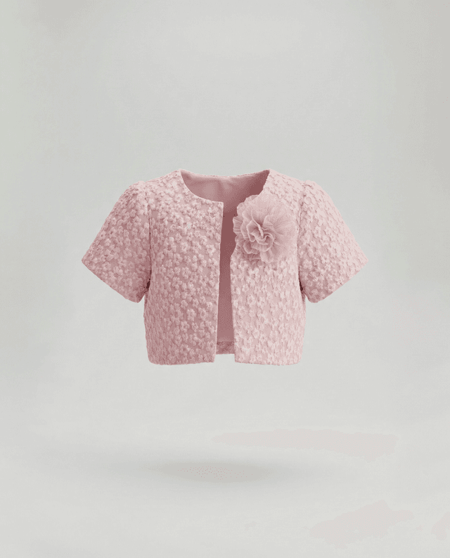 Babies and More Short Sleeves Girls Open Jacket - Pink thumbnail 1