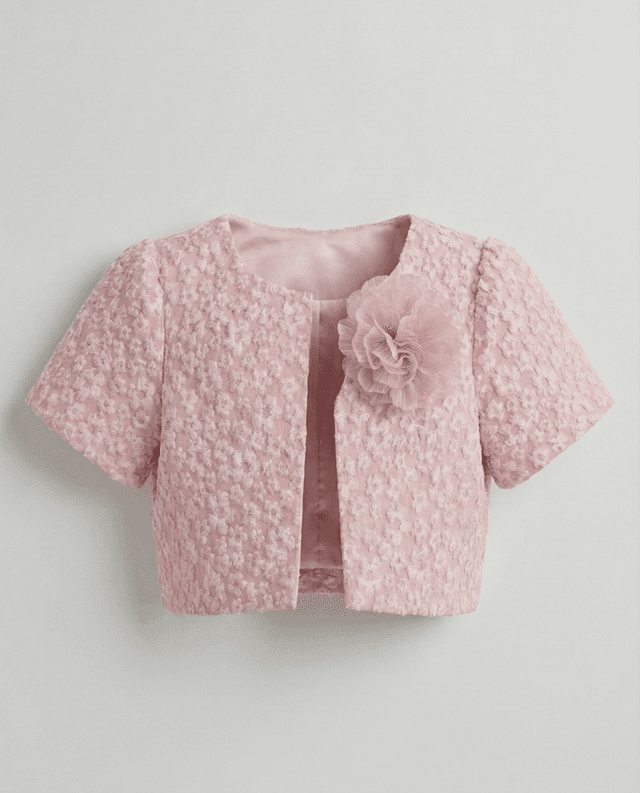 Babies and More Short Sleeves Girls Open Jacket - Pink thumbnail 4