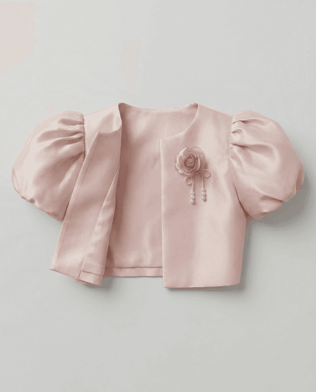 Solid Balloon Sleeves Short Sleeves Jacket thumbnail 3