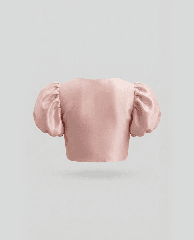 Solid Balloon Sleeves Short Sleeves Jacket thumbnail 4