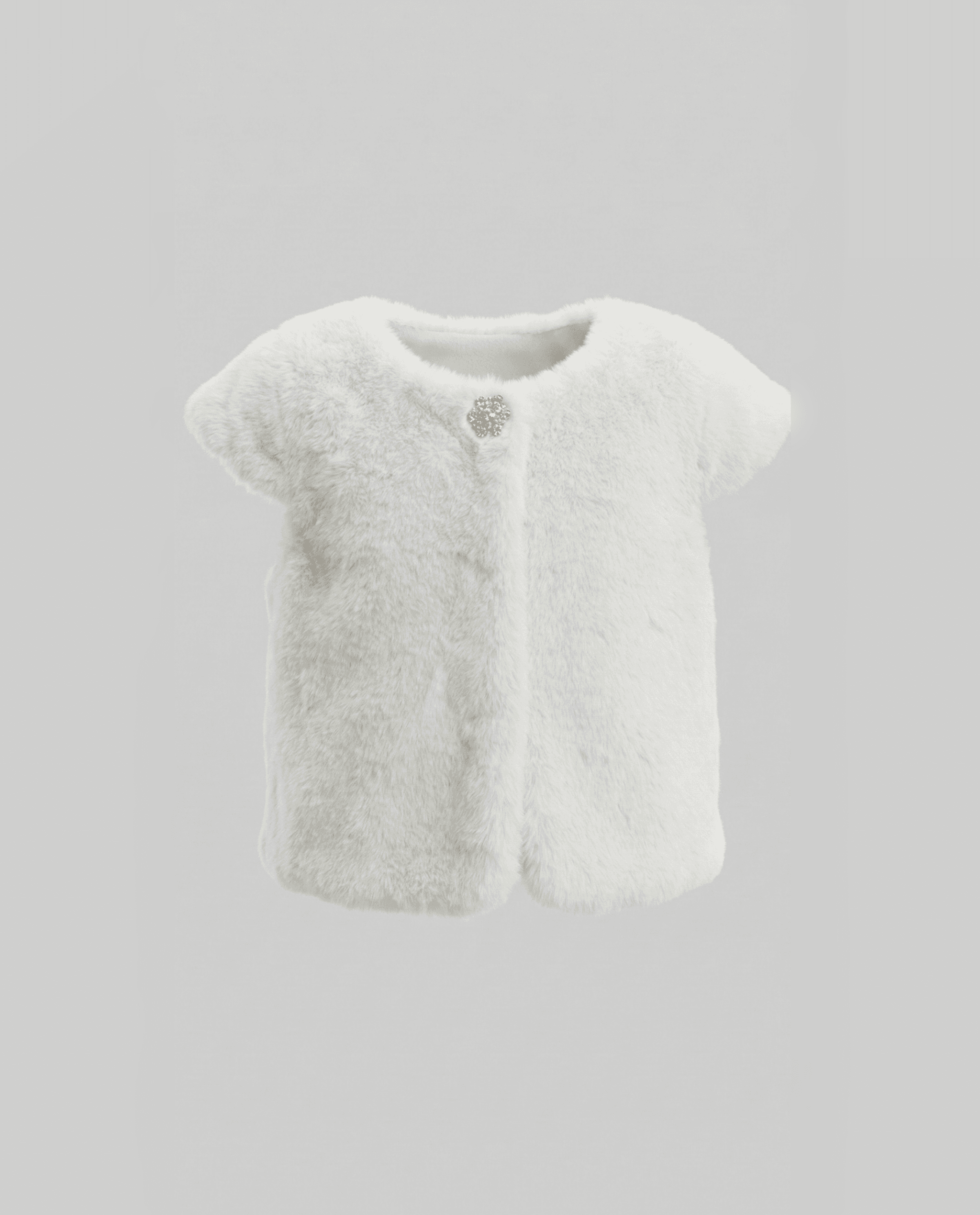 Babies and More Short Sleeves Fur Coat Short Jacket - Off White