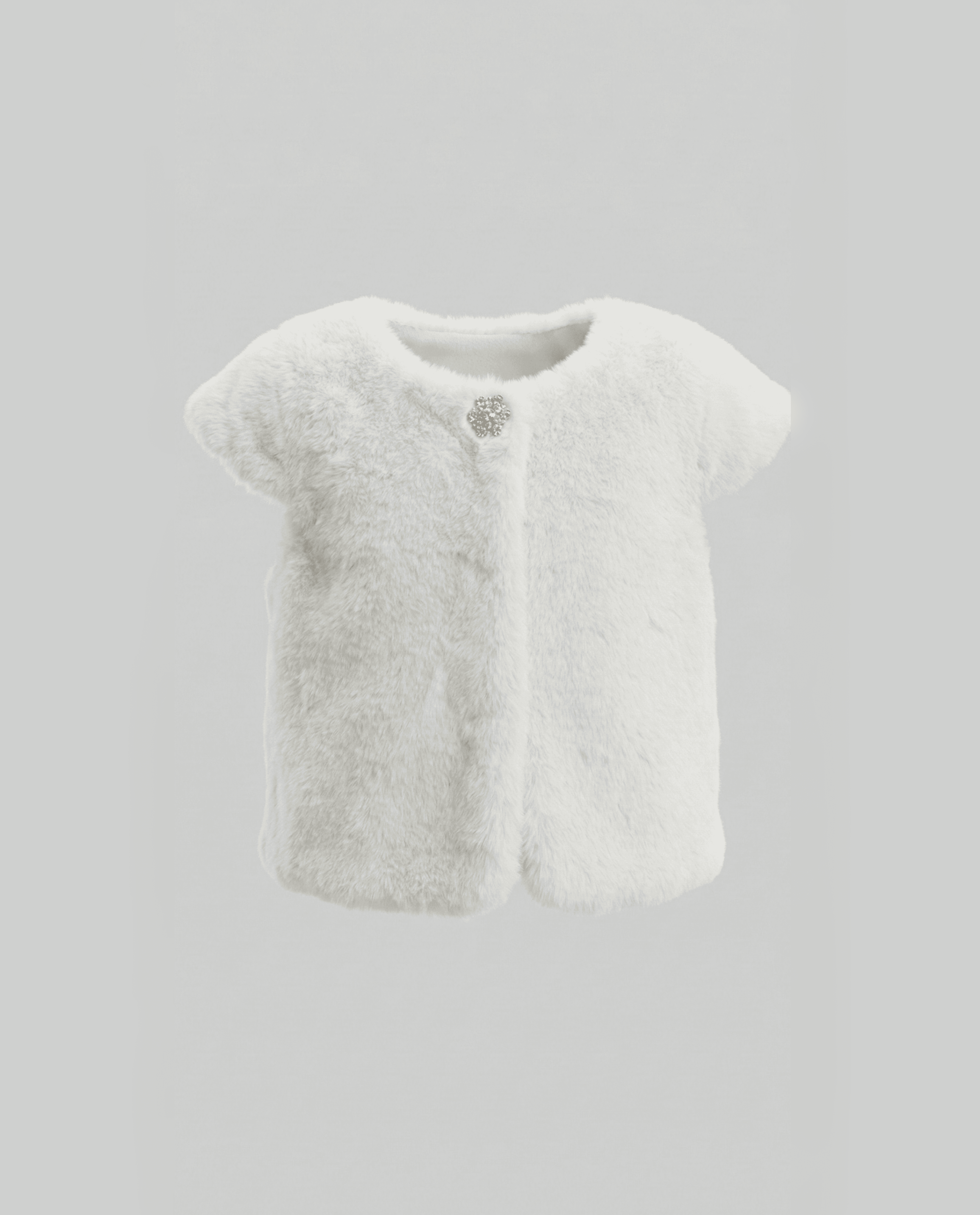 Babies and More Short Sleeves Fur Coat Short Jacket - Off White