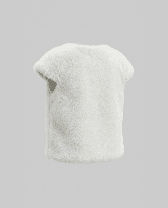 Babies and More Short Sleeves Fur Coat Short Jacket - Off White thumbnail 2