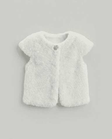 Babies and More Short Sleeves Fur Coat Short Jacket - Off White thumbnail 3