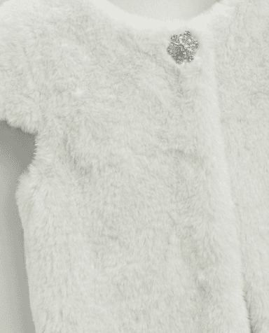 Babies and More Short Sleeves Fur Coat Short Jacket - Off White thumbnail 4