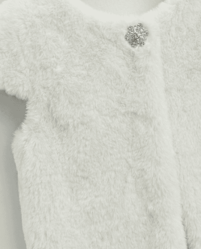 Babies and More Short Sleeves Fur Coat Short Jacket - Off White thumbnail 4