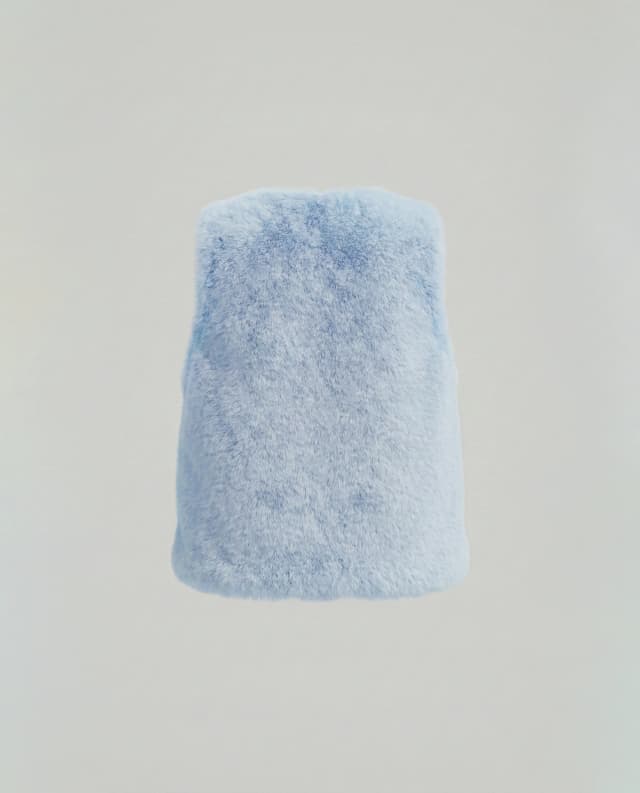 Babies and More Sleeveless Fur Coat Short Jacket - Blue thumbnail 2