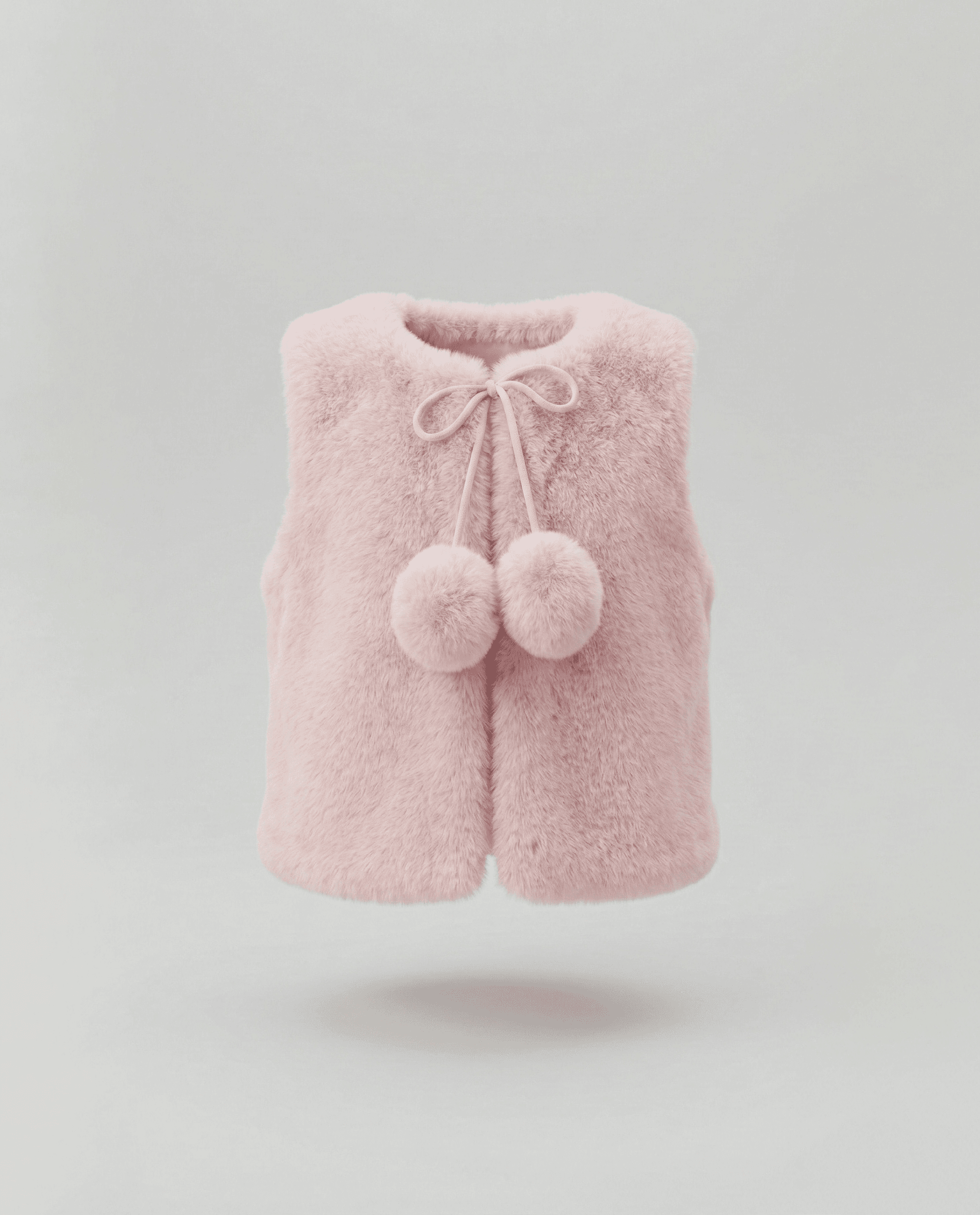 Babies and More Sleeveless Fur Coat Short Jacket - Light Pink
