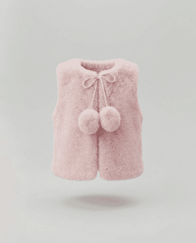 Babies and More Sleeveless Fur Coat Short Jacket - Light Pink thumbnail 1