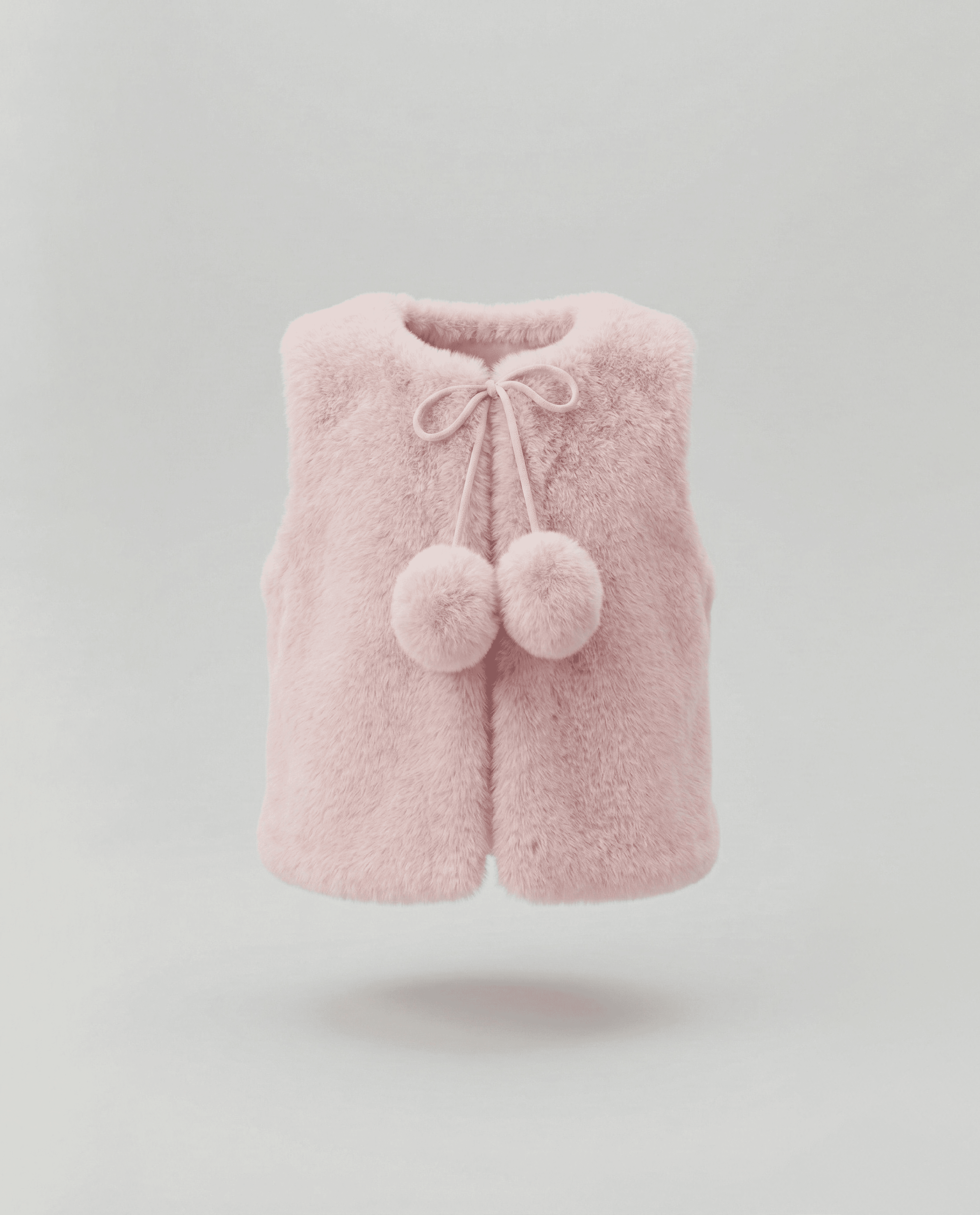 Babies and More Sleeveless Fur Coat Short Jacket - Light Pink