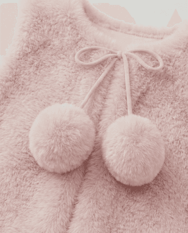 Babies and More Sleeveless Fur Coat Short Jacket - Light Pink thumbnail 3