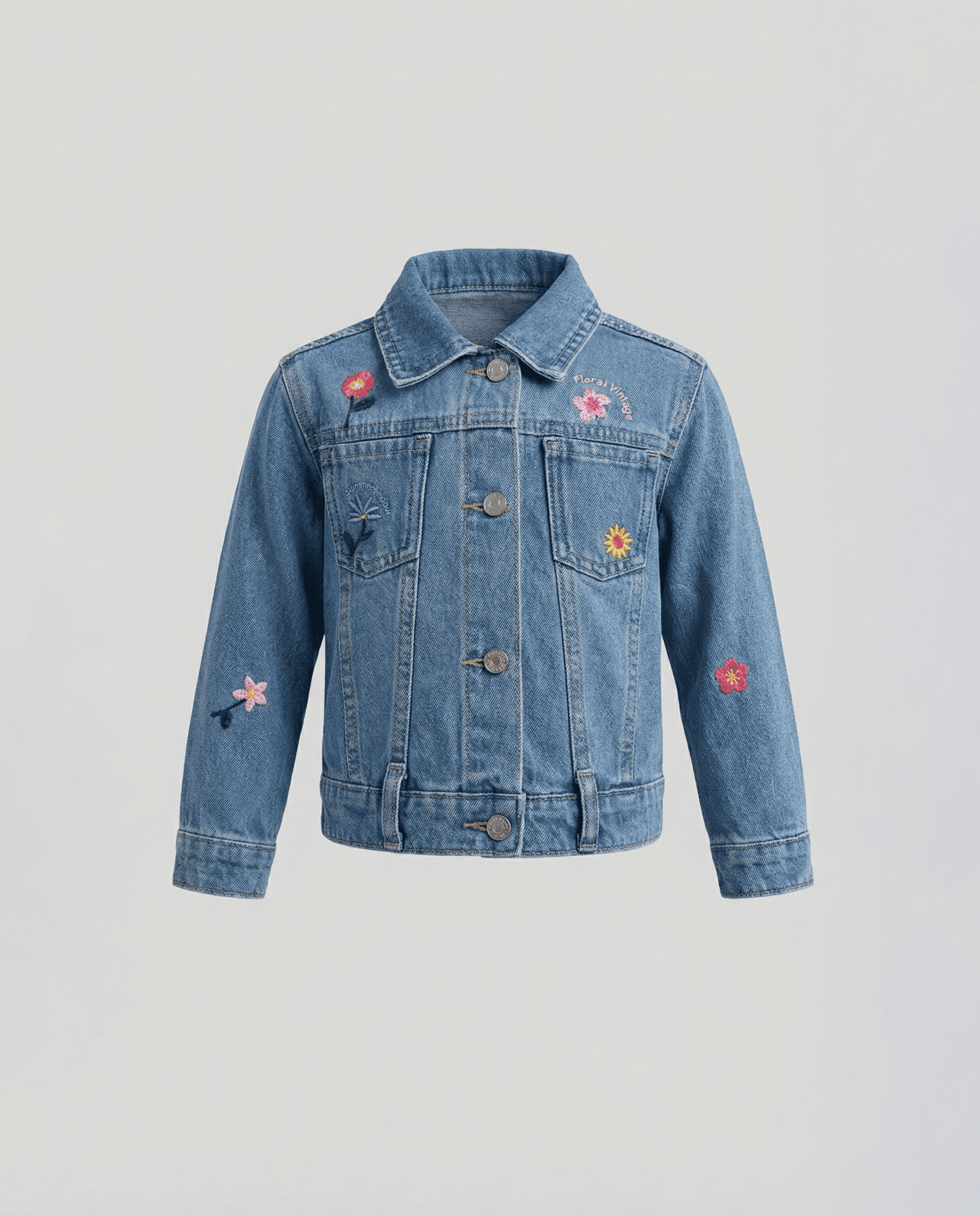Babies and More Long Sleeves Collar Denim Jacket - Denim Blue
