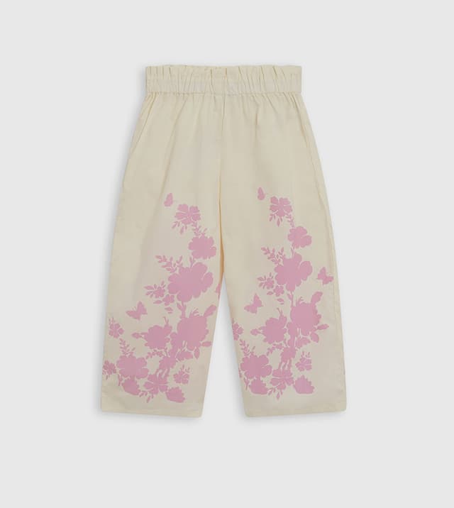FLORAL 100%Cotton Print Regular Fit Pants with Elastic Waist thumbnail 2