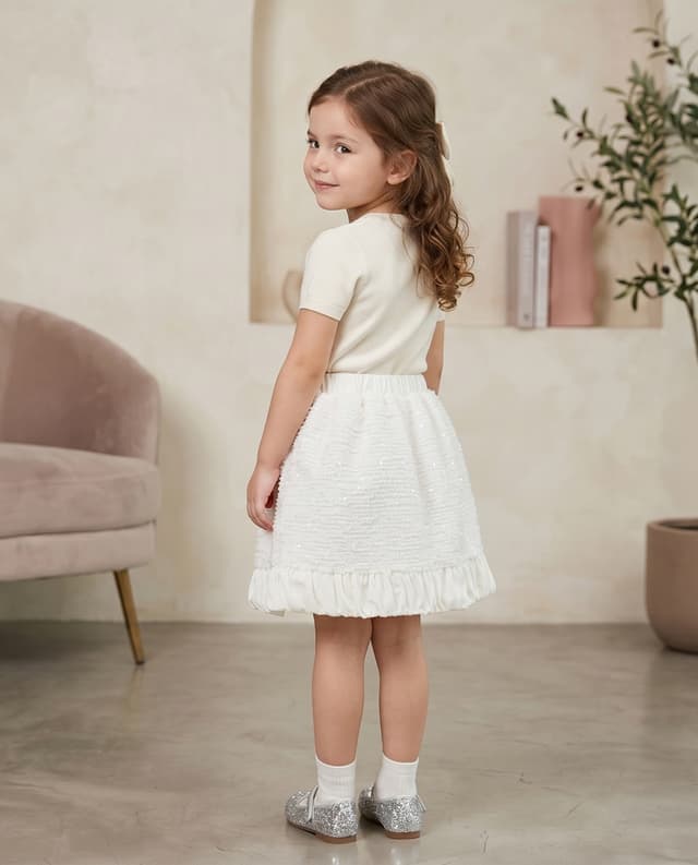 Textured Bubble Skirt with Elastic Waist thumbnail 2