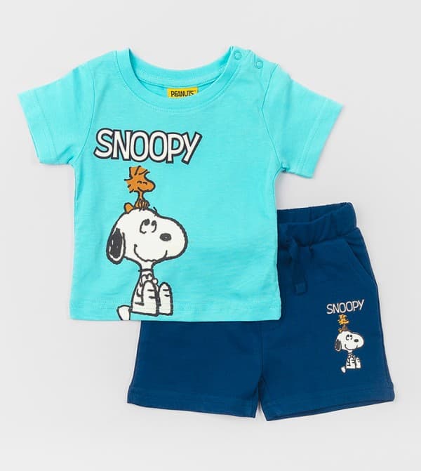 Snoopy Printed Short Sleeves Clothing Set