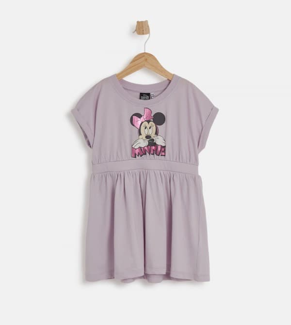Minnie Mouse Printed Roll-Up Sleeves Dress