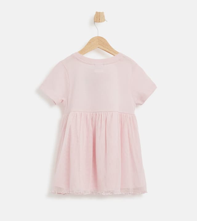 Printed Short Sleeves Tee Mesh Layer Skirt Dress thumbnail 2