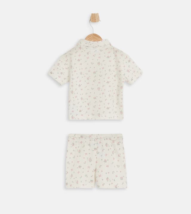 Floral AOP Seersucker Printed Short Sleeves Top & Shorts Set thumbnail 2