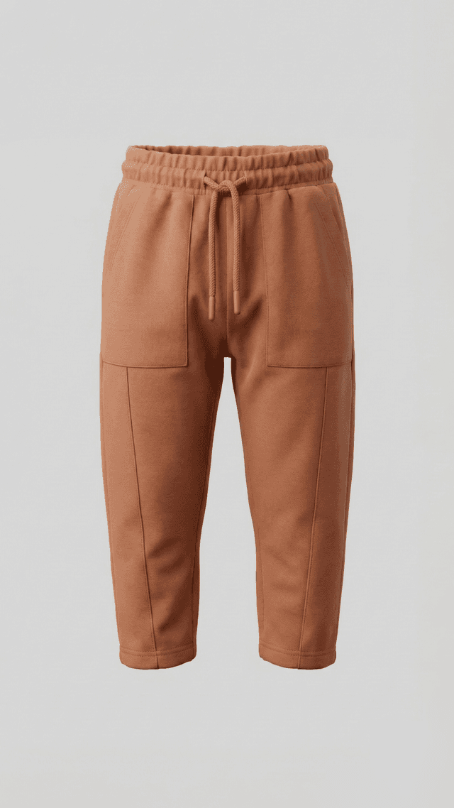 SOLID Cotton Regular Fit Pants with Drawstring Waist thumbnail 1