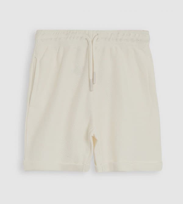 SOLID Twill Jersey Relaxed Fit Shorts with Drawstring Waist