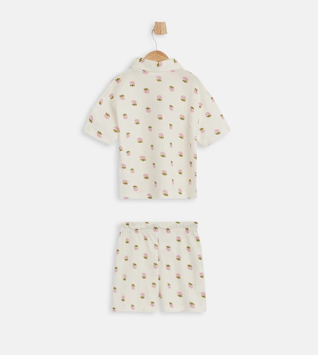 Floral AOP Seersucker Printed Short Sleeves Top & Shorts Set thumbnail 2