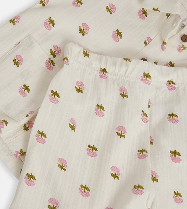 Floral AOP Seersucker Printed Short Sleeves Top & Shorts Set thumbnail 4