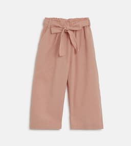 Textured Belted Wide Leg Pants